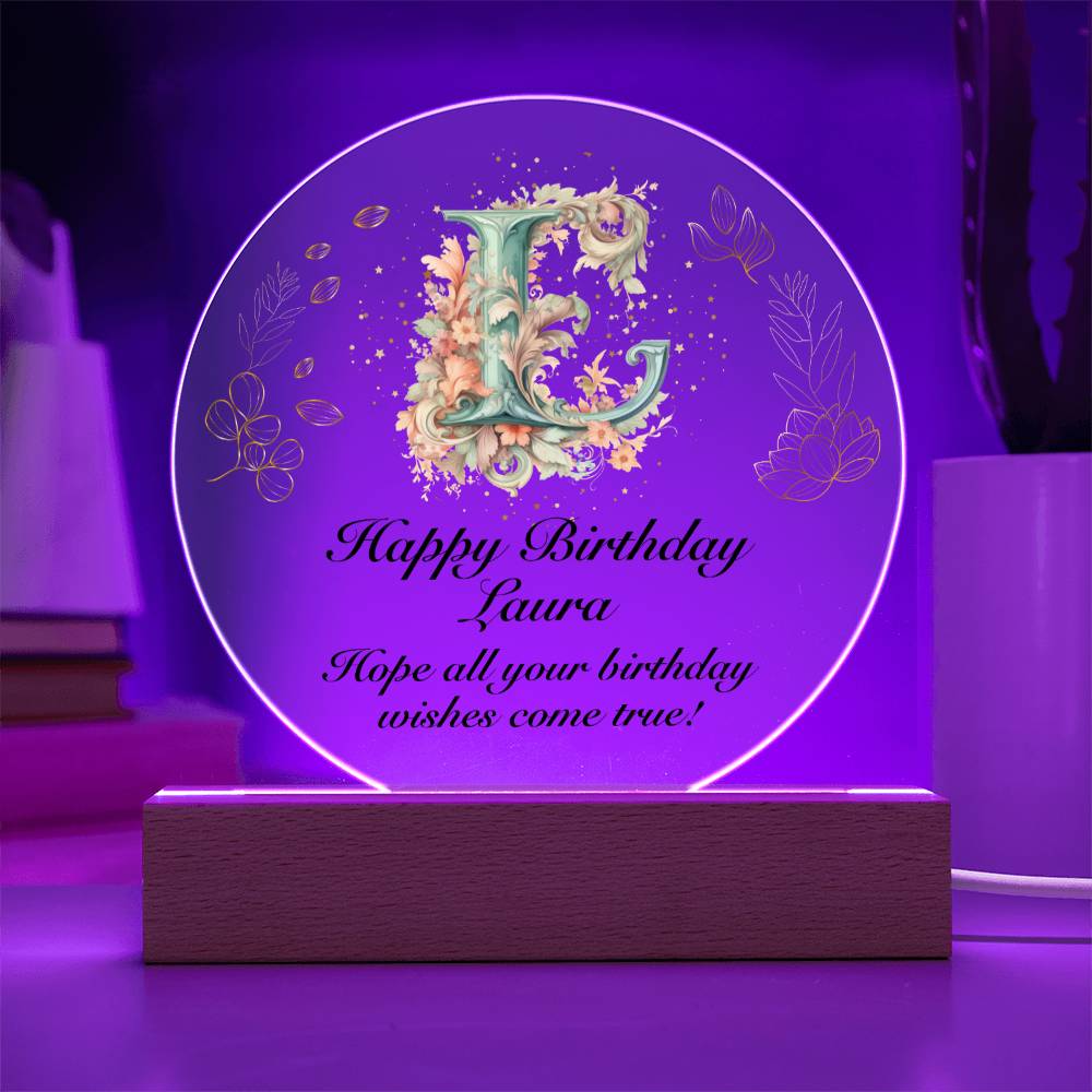 Happy Birthday Laura v01 - Circle Acrylic Plaque