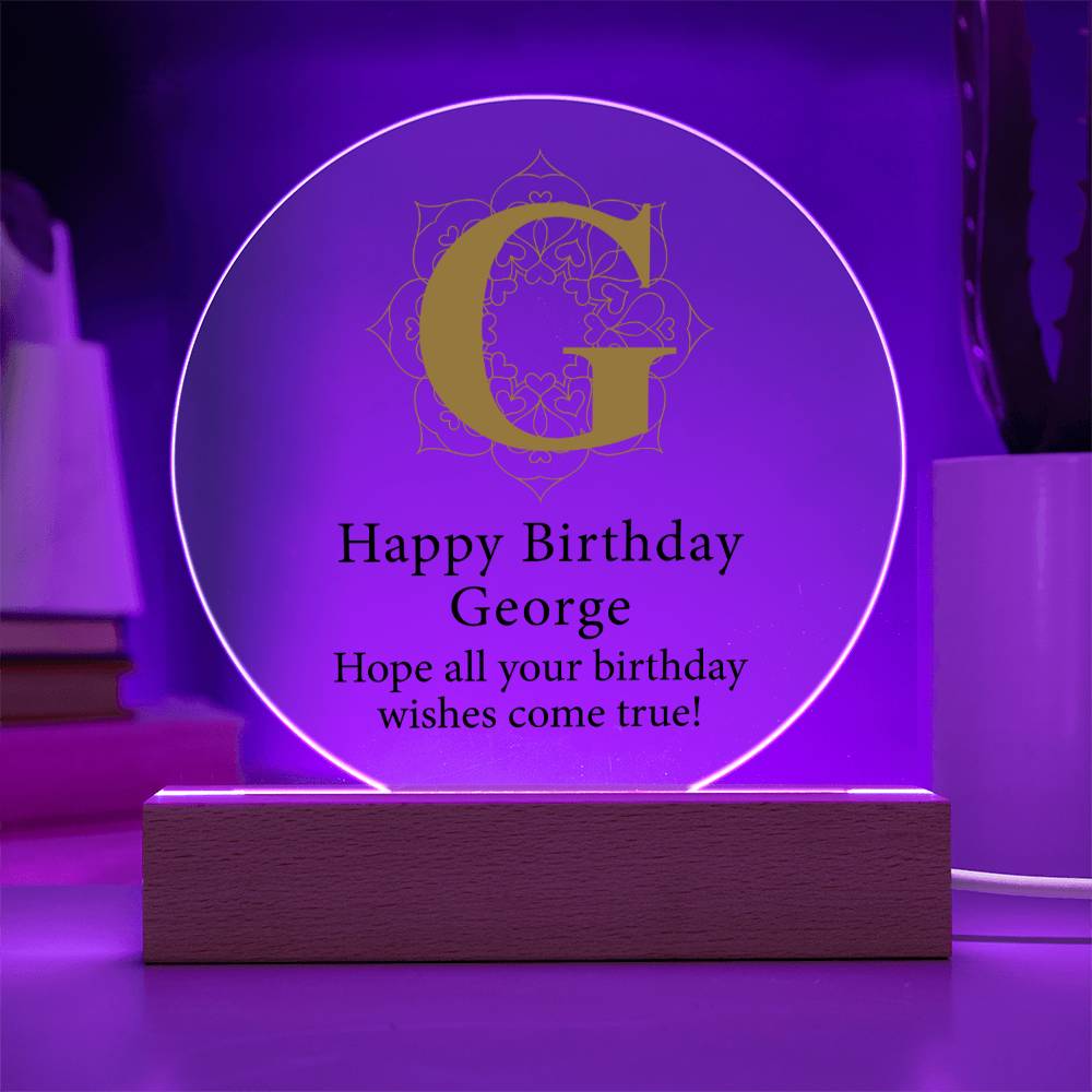 Happy Birthday George v01 - Circle Acrylic Plaque