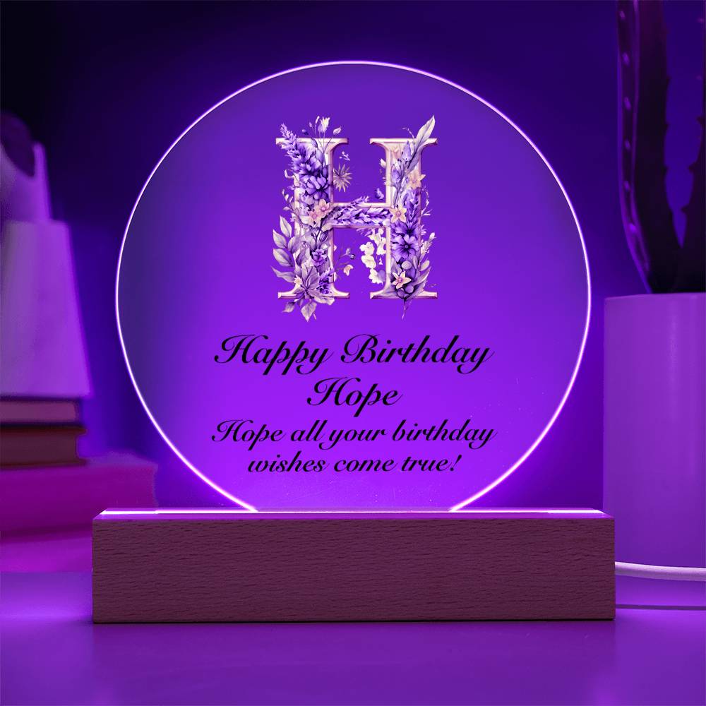 Happy Birthday Hope v02 - Circle Acrylic Plaque