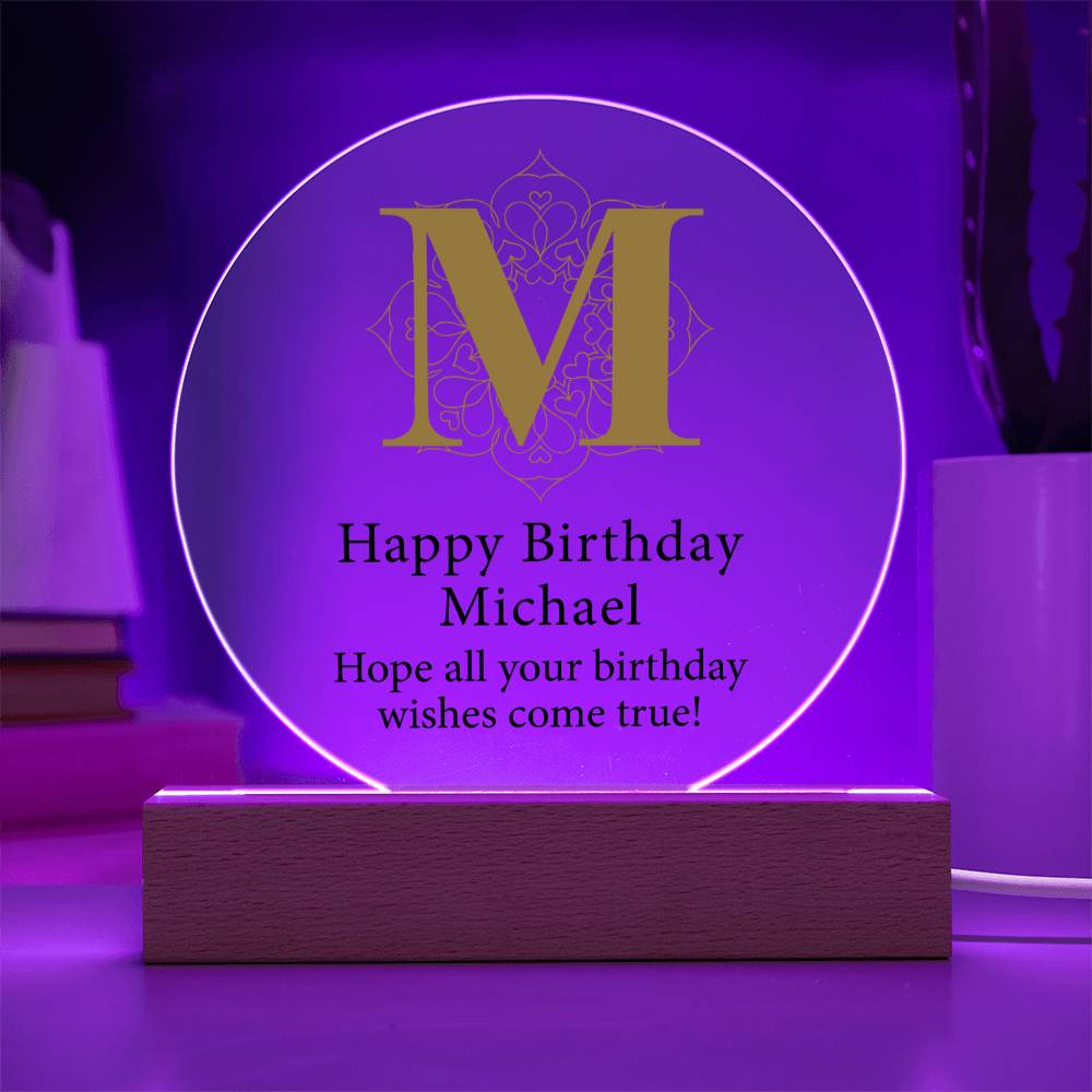 Happy Birthday Michael v01 - Circle Acrylic Plaque