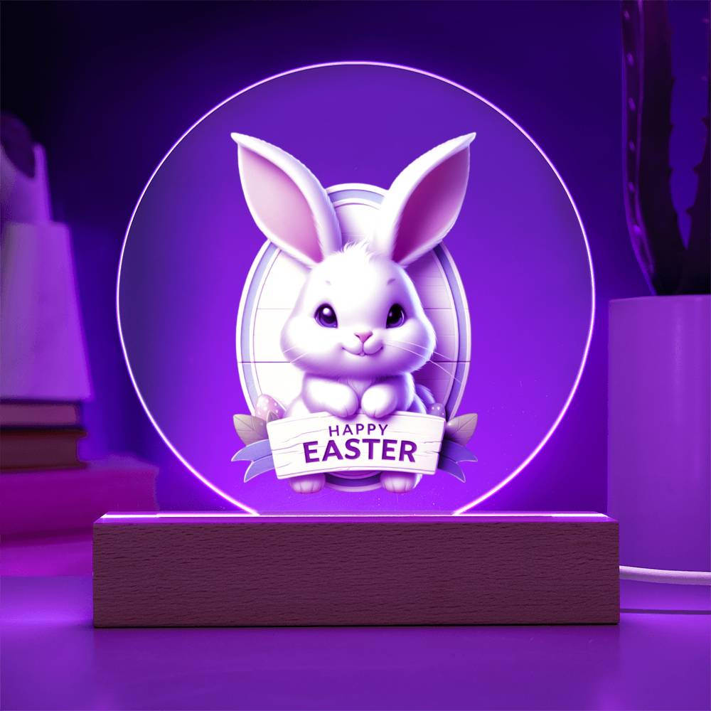 Happy Easter Bunny Sign 08 - Circle Acrylic Plaque