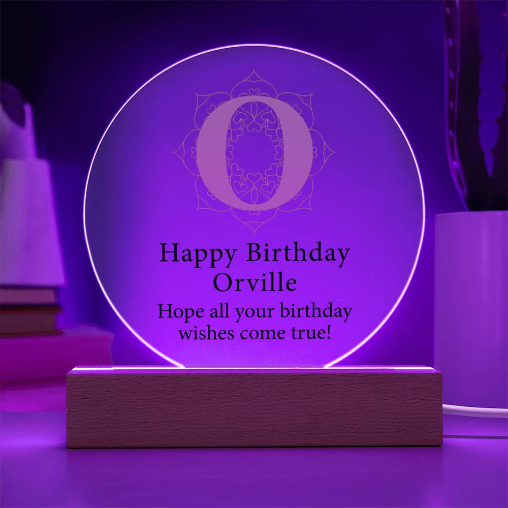 Happy Birthday Orville v01 - Circle Acrylic Plaque