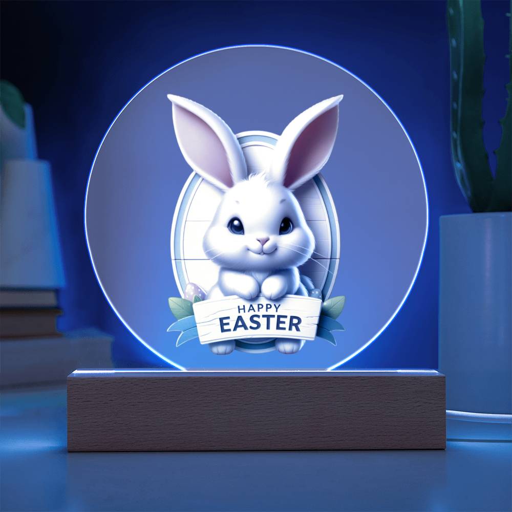 Happy Easter Bunny Sign 08 - Circle Acrylic Plaque