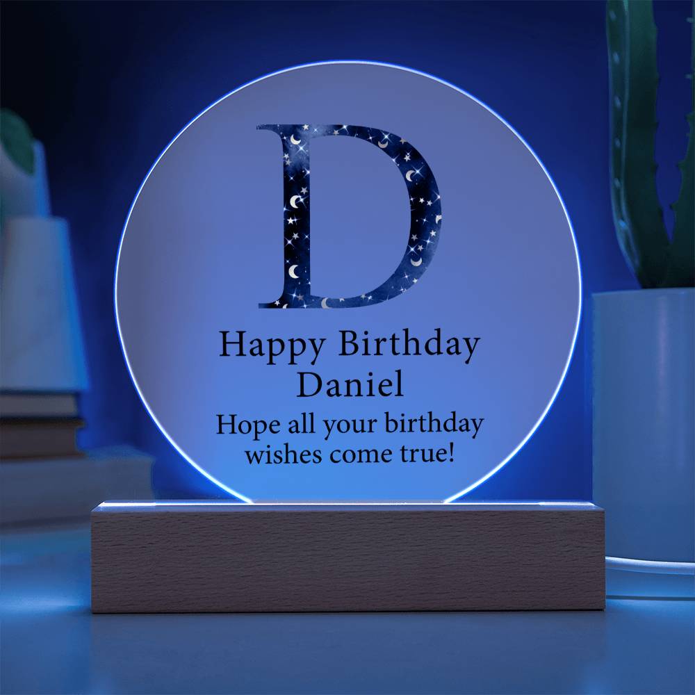 Happy Birthday Daniel v03 - Circle Acrylic Plaque