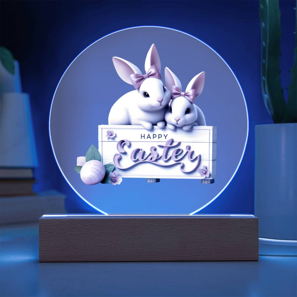 Happy Easter Bunny Sign 12 - Circle Acrylic Plaque
