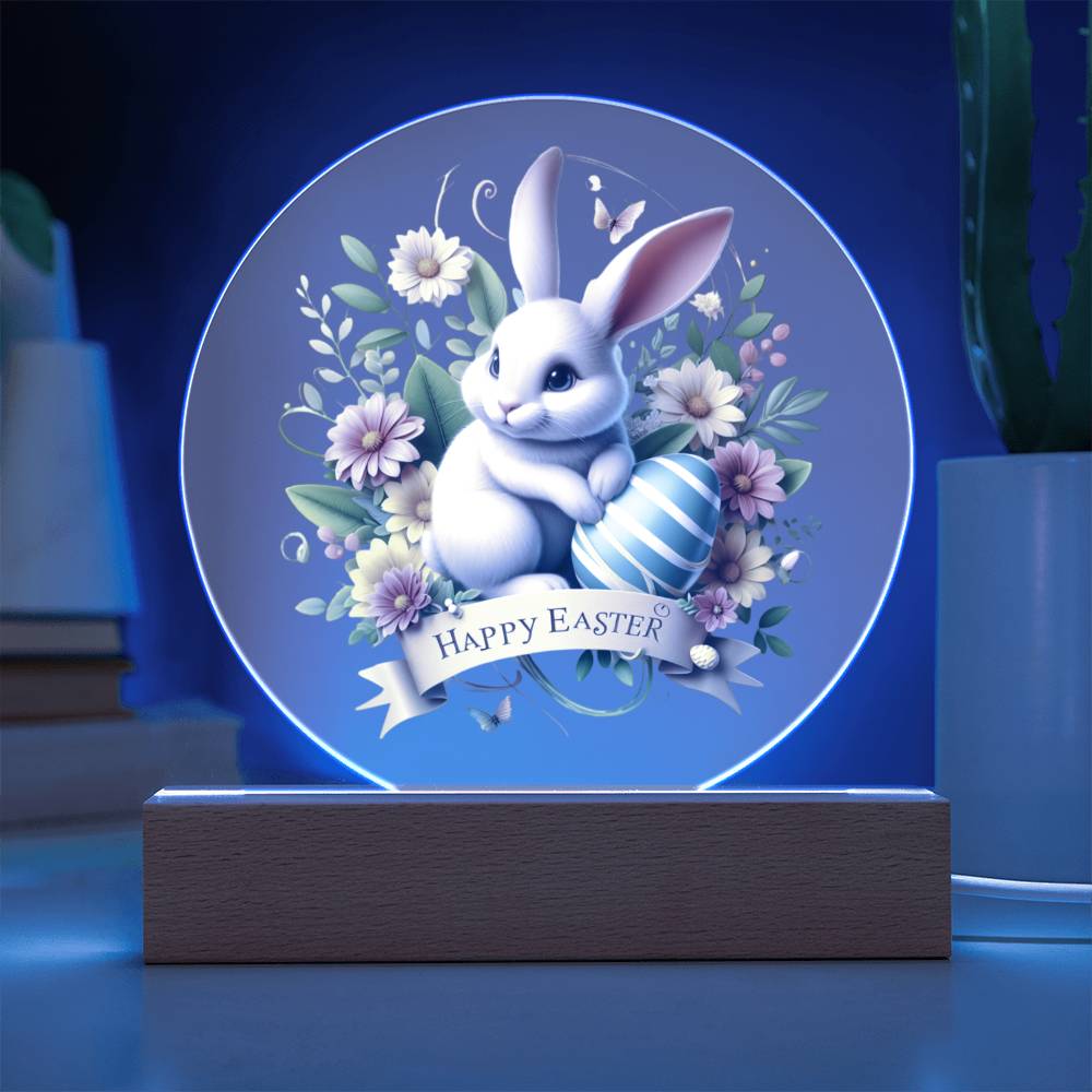 Happy Easter Bunny Sign 11 - Circle Acrylic Plaque
