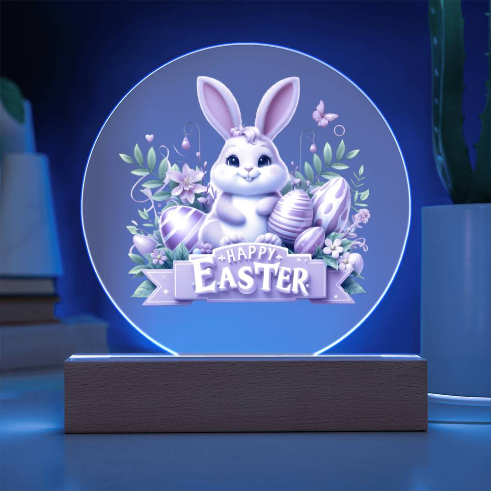 Happy Easter Bunny Sign 07 - Circle Acrylic Plaque