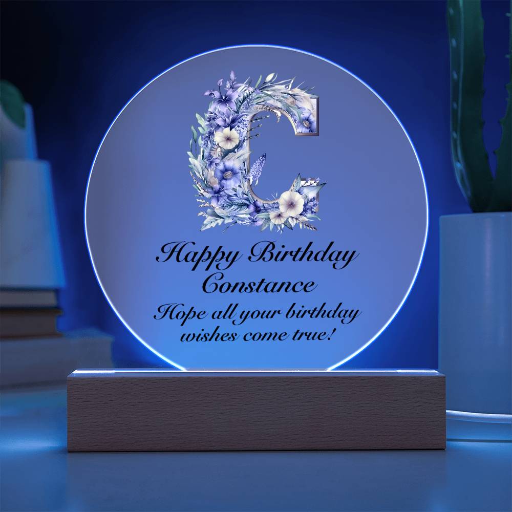 Happy Birthday Constance v02 - Circle Acrylic Plaque