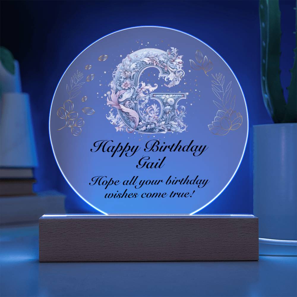 Happy Birthday Gail v01 - Circle Acrylic Plaque