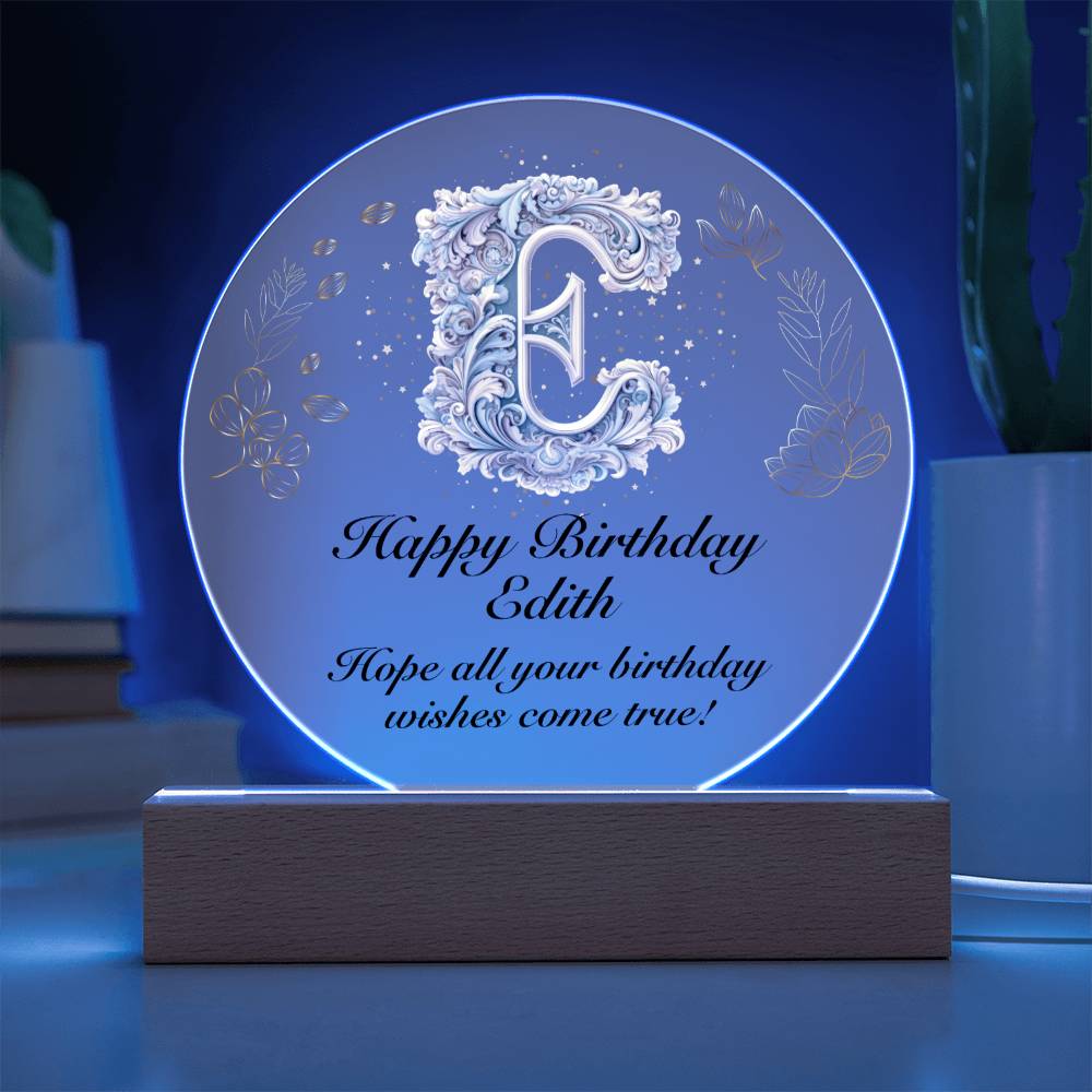 Happy Birthday Edith v01 - Circle Acrylic Plaque
