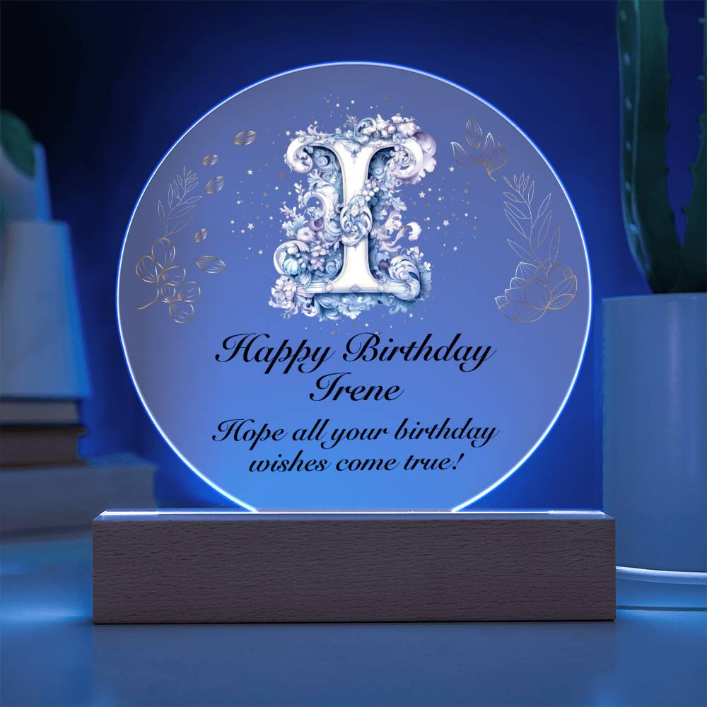 Happy Birthday Irene v01 - Circle Acrylic Plaque