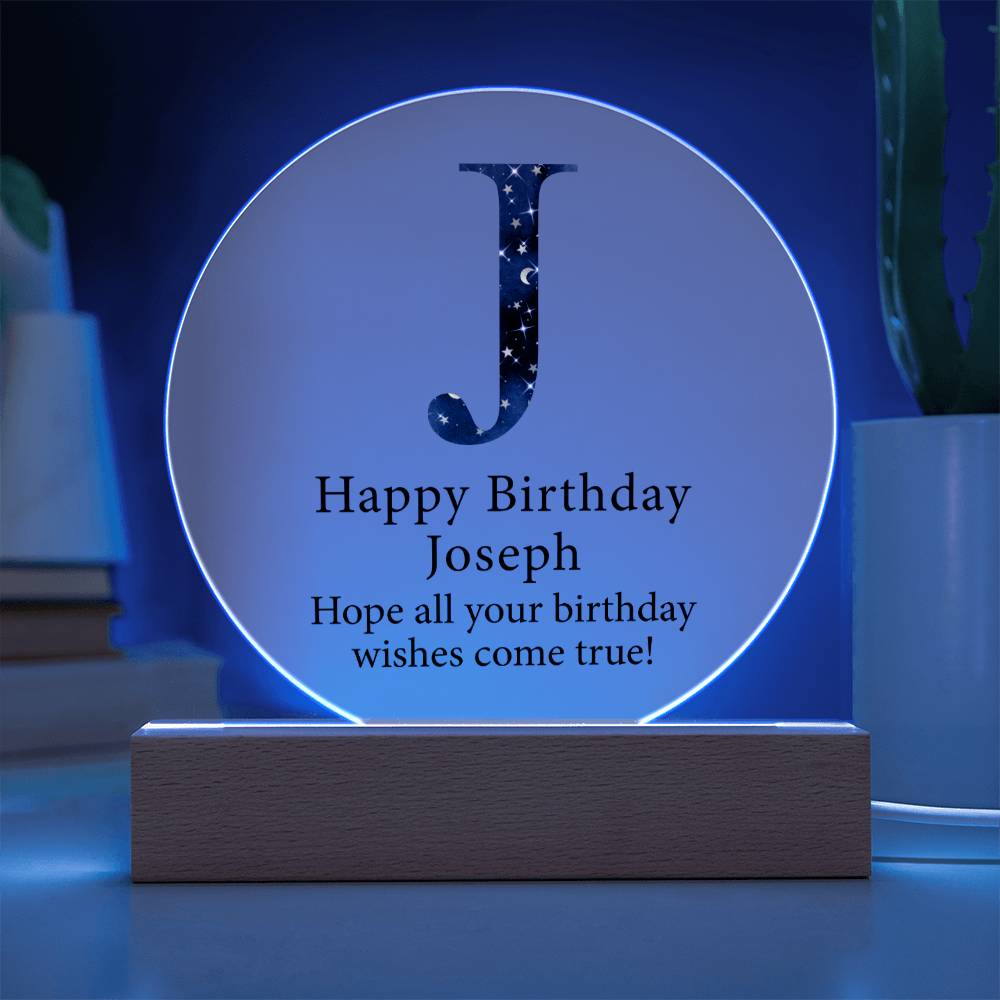 Happy Birthday Joseph v03 - Circle Acrylic Plaque