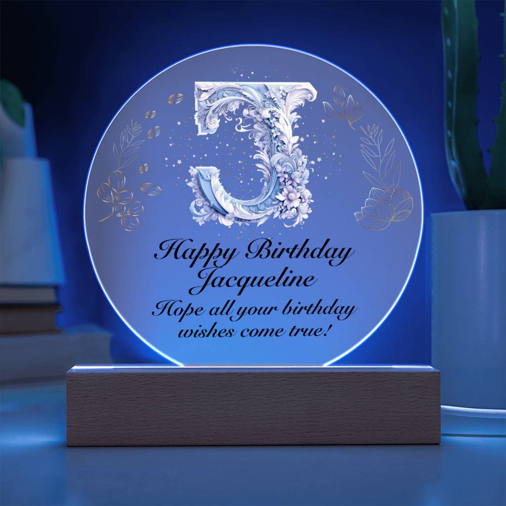 Happy Birthday Jacqueline v01 - Circle Acrylic Plaque
