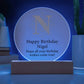 Happy Birthday Nigel v01 - Circle Acrylic Plaque