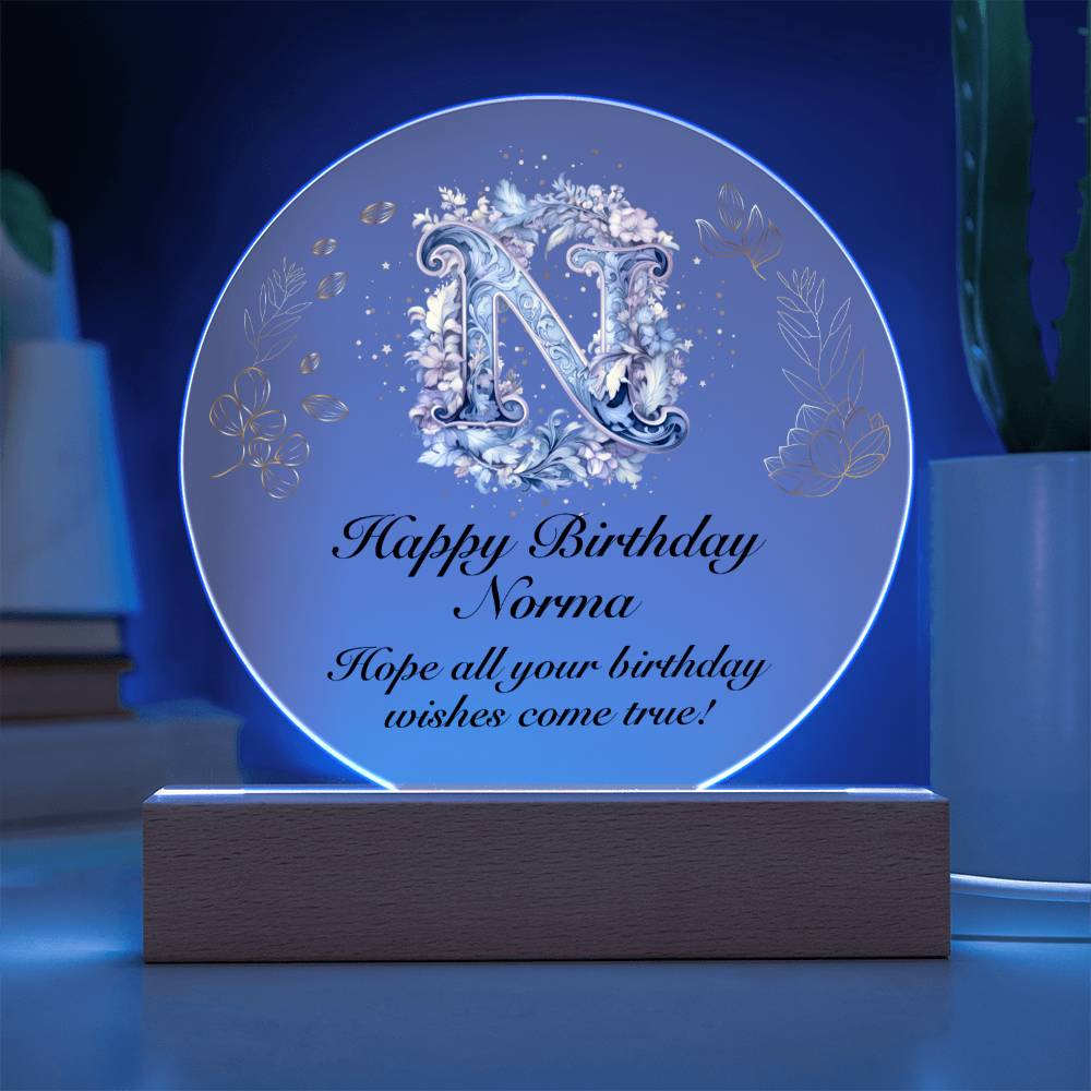 Happy Birthday Norma v01 - Circle Acrylic Plaque