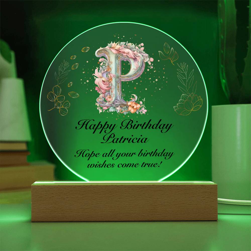 Happy Birthday Patricia v01 - Circle Acrylic Plaque