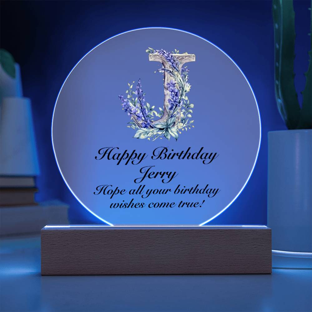 Happy Birthday Jerry v02 - Circle Acrylic Plaque