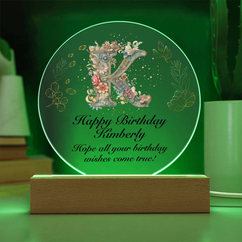 Happy Birthday Kimberly v01 - Circle Acrylic Plaque