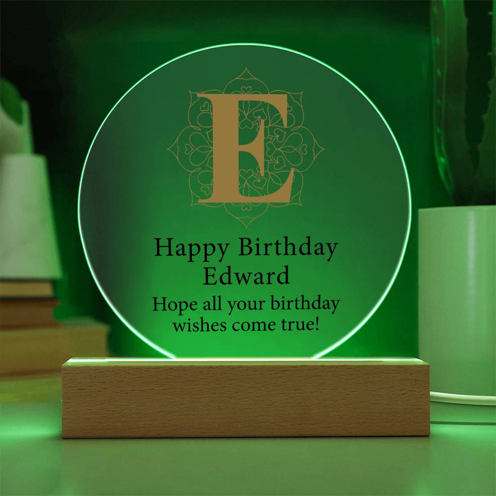 Happy Birthday Edward v01 - Circle Acrylic Plaque
