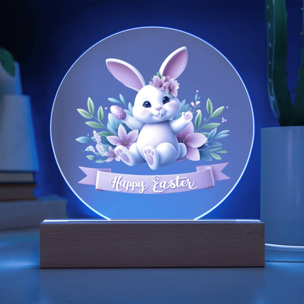 Happy Easter Bunny Sign 04 - Circle Acrylic Plaque