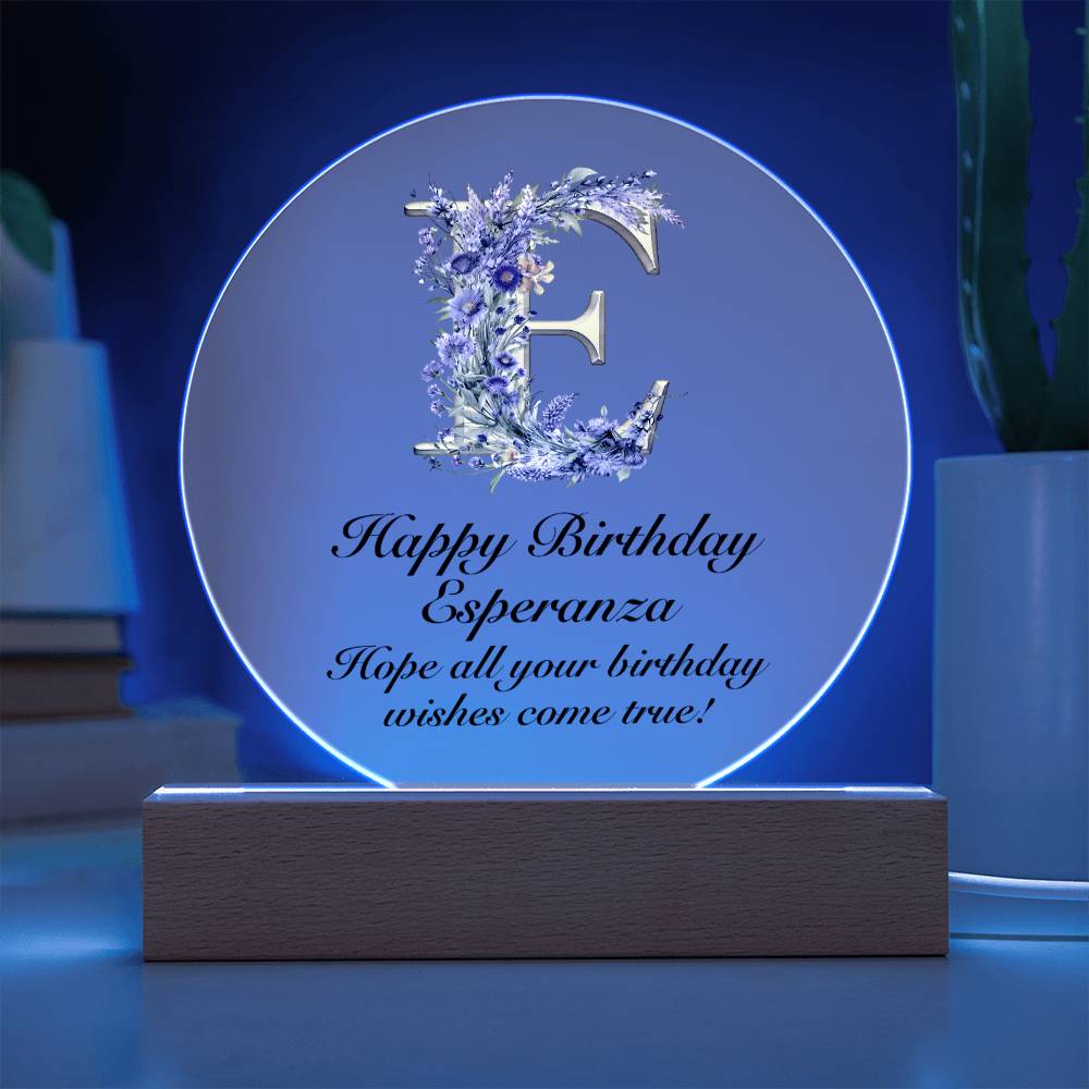 Happy Birthday Esperanza v02 - Circle Acrylic Plaque