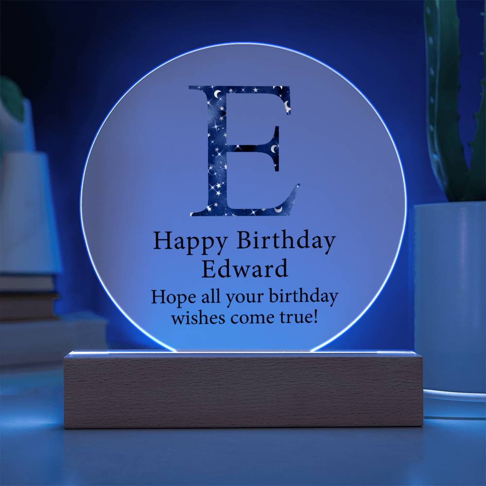 Happy Birthday Edward v03 - Circle Acrylic Plaque
