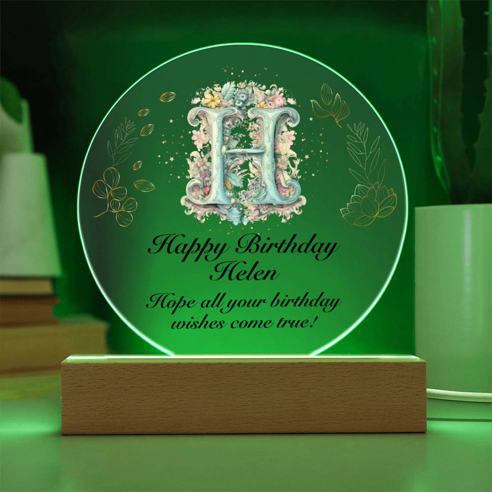 Happy Birthday Helen v01 - Circle Acrylic Plaque