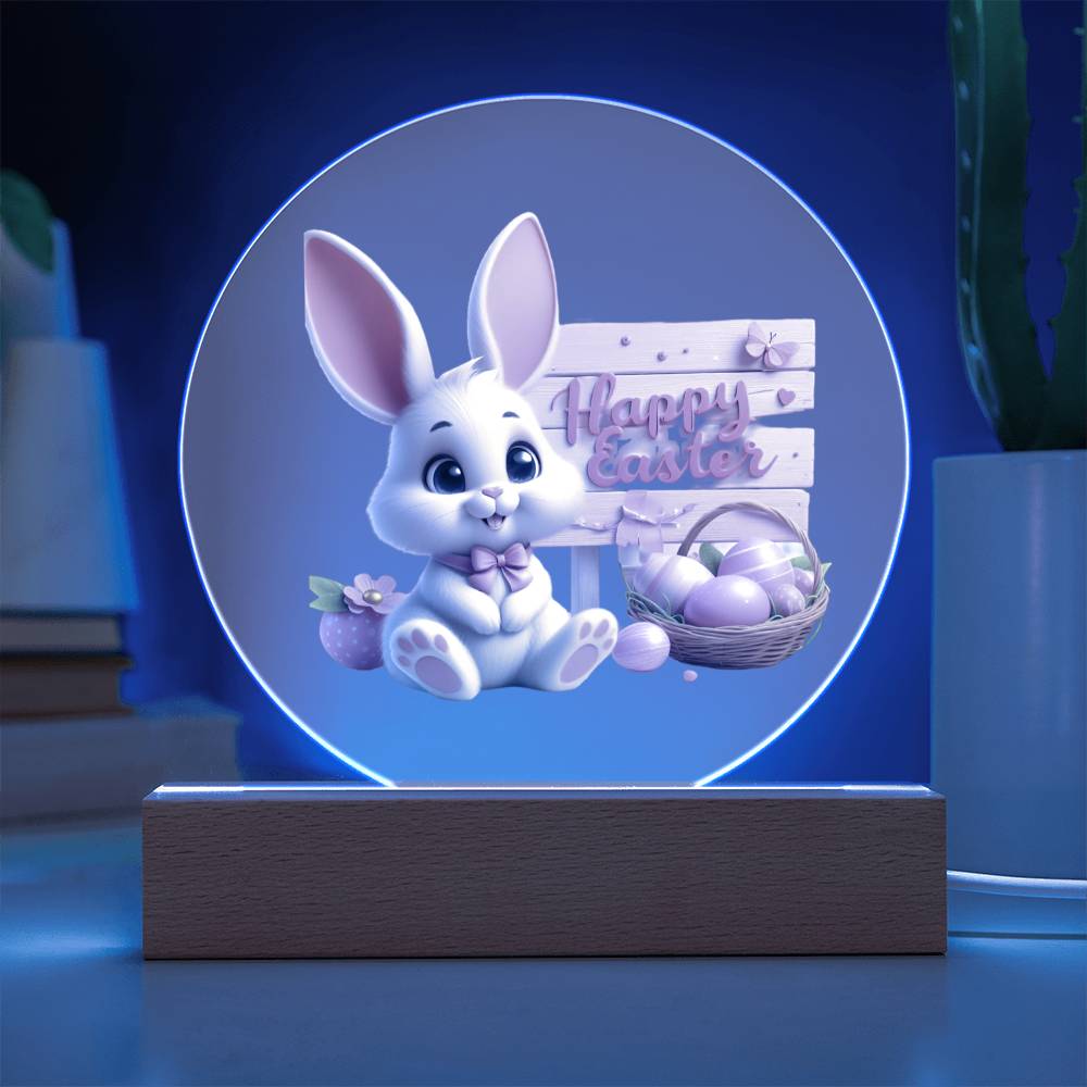 Happy Easter Bunny Sign 06 - Circle Acrylic Plaque