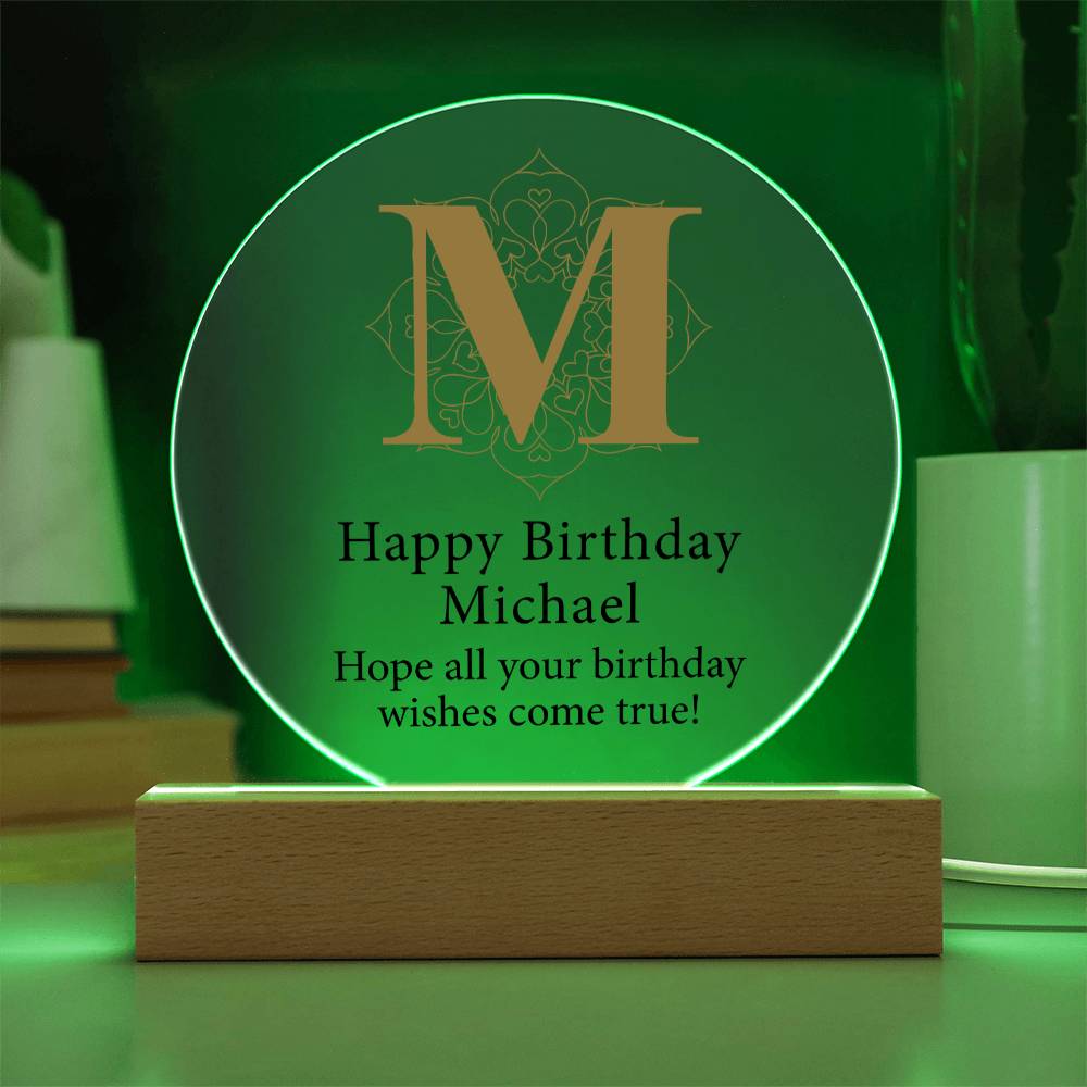 Happy Birthday Michael v01 - Circle Acrylic Plaque