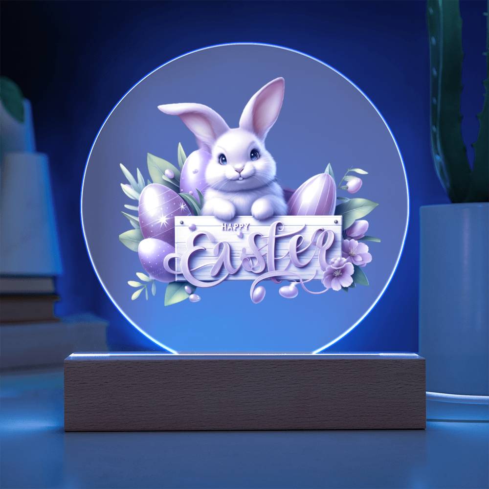 Happy Easter Bunny Sign 09 - Circle Acrylic Plaque