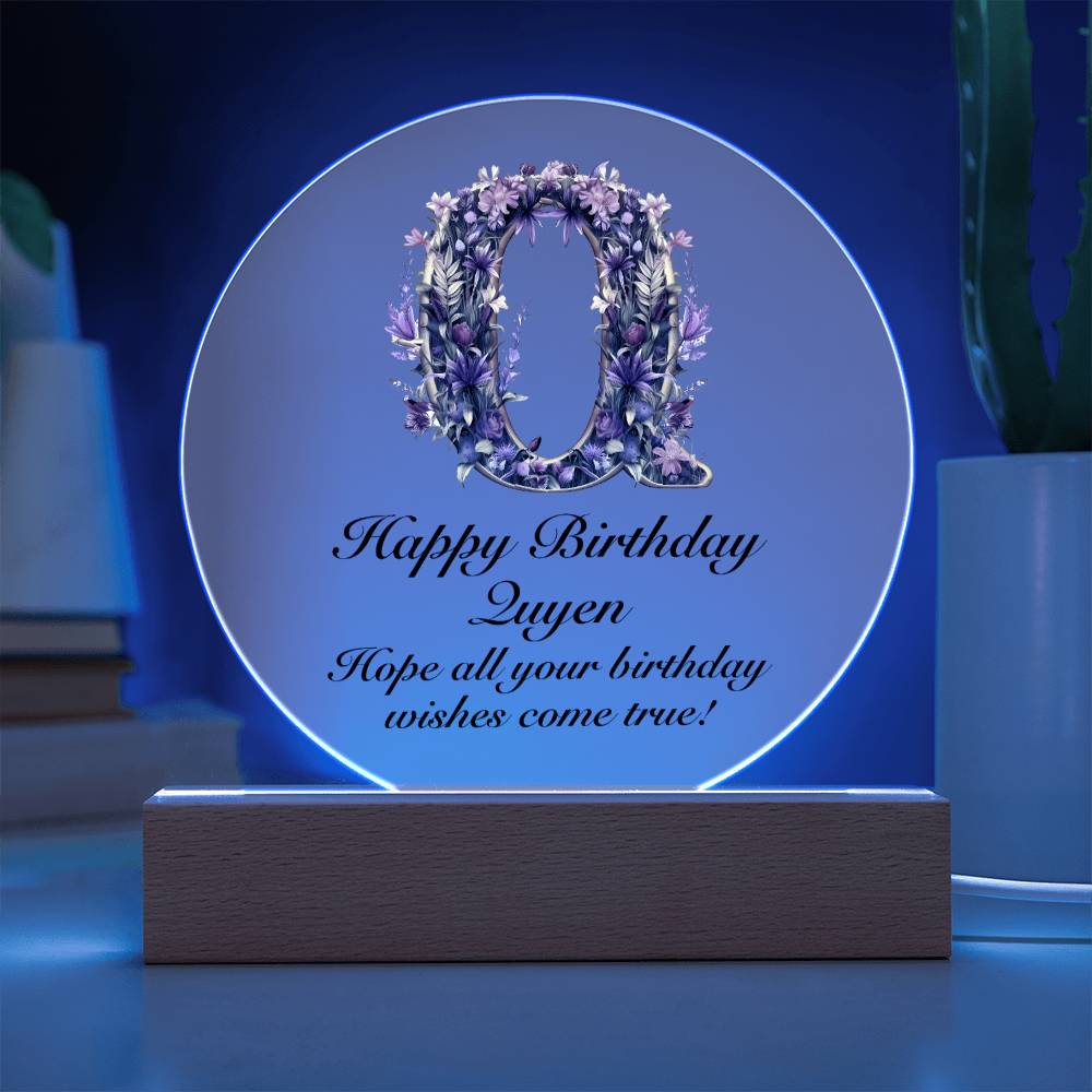 Happy Birthday Quyen v02 - Circle Acrylic Plaque