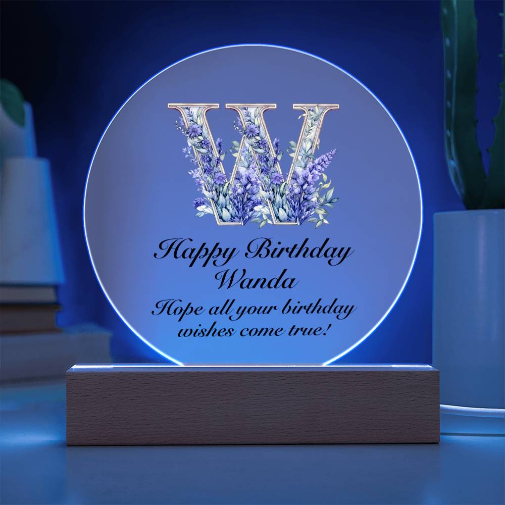 Happy Birthday Wanda v02 - Circle Acrylic Plaque