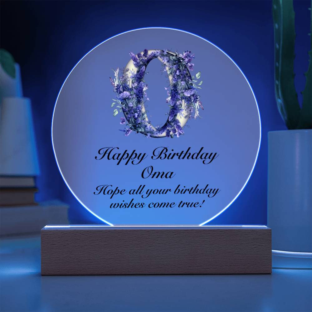 Happy Birthday Oma v02 - Circle Acrylic Plaque