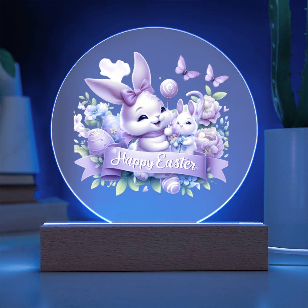 Happy Easter Bunny Sign 02 - Circle Acrylic Plaque