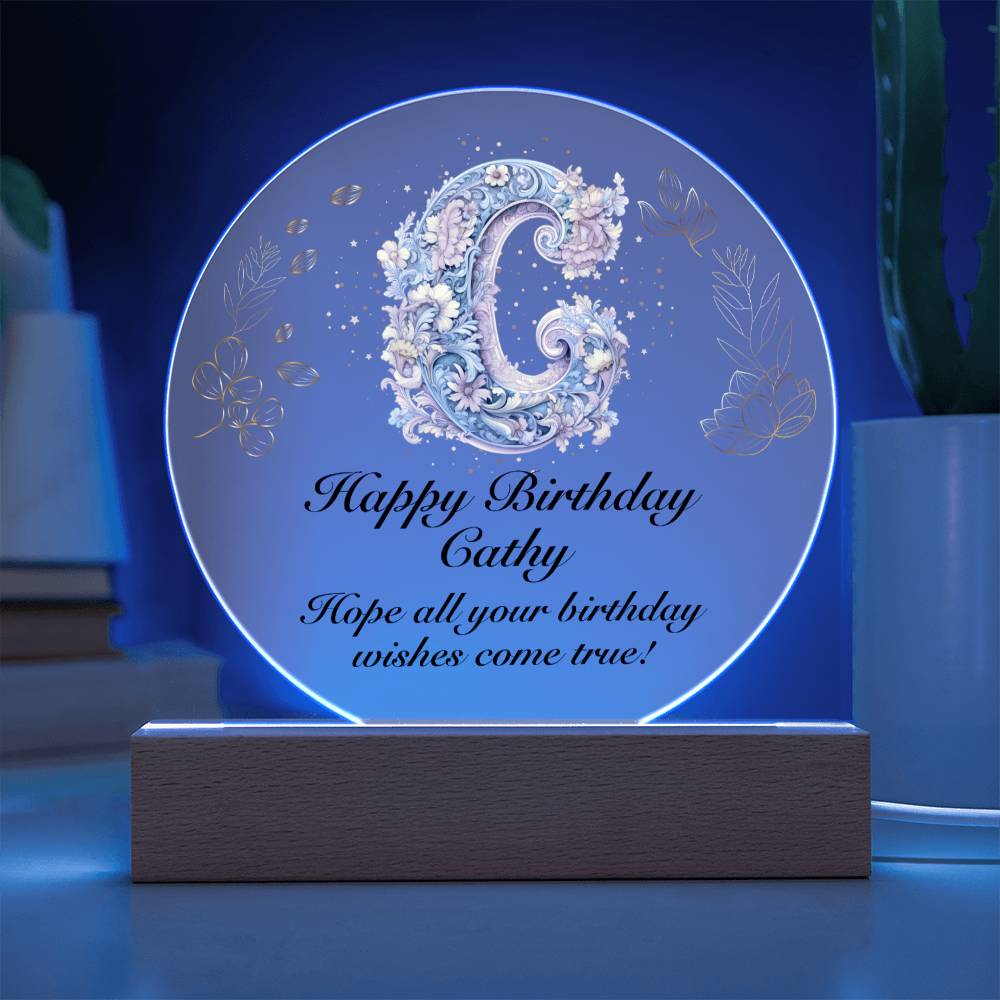 Happy Birthday Cathy v01 - Circle Acrylic Plaque
