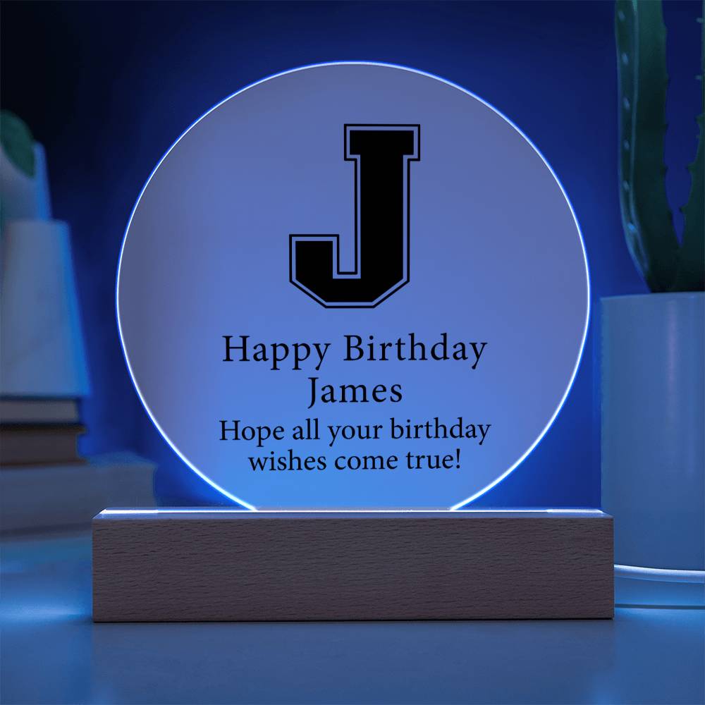 Happy Birthday James v02 - Circle Acrylic Plaque