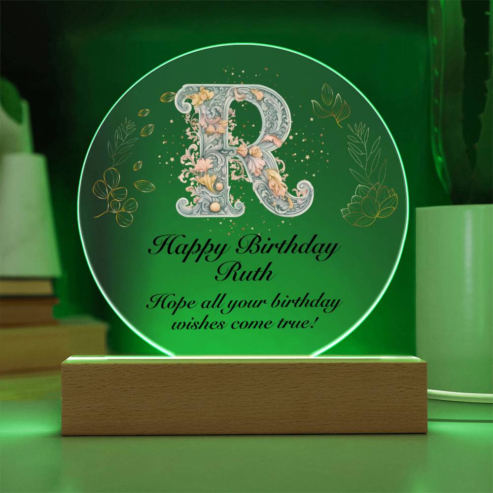 Happy Birthday Ruth v01 - Circle Acrylic Plaque