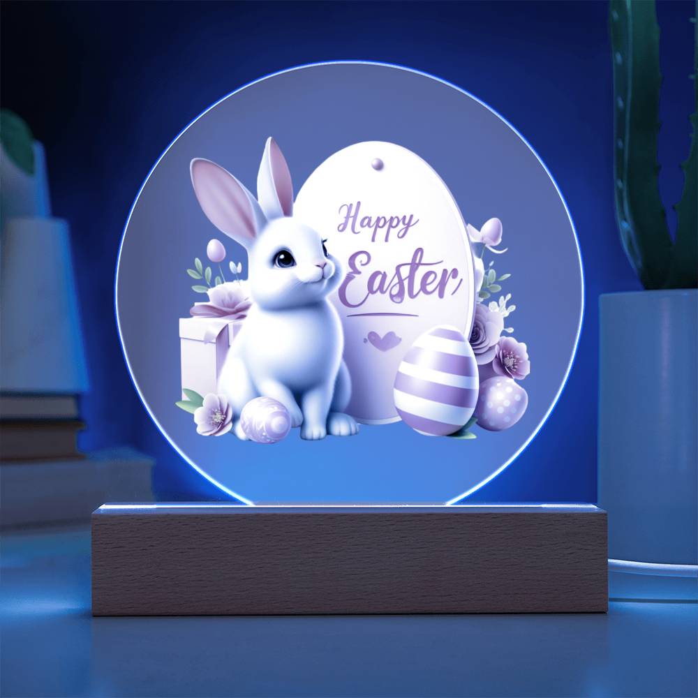 Happy Easter Bunny Sign 05 - Circle Acrylic Plaque