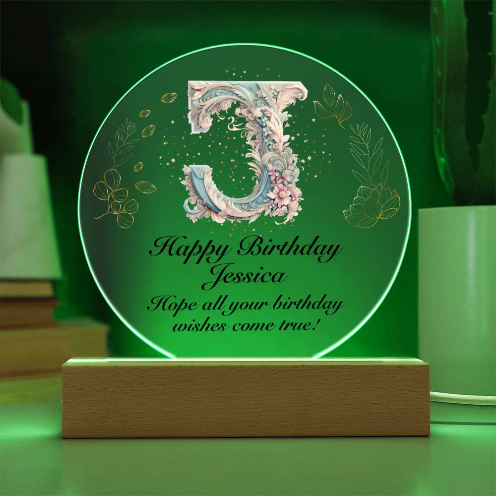 Happy Birthday Jessica v01 - Circle Acrylic Plaque