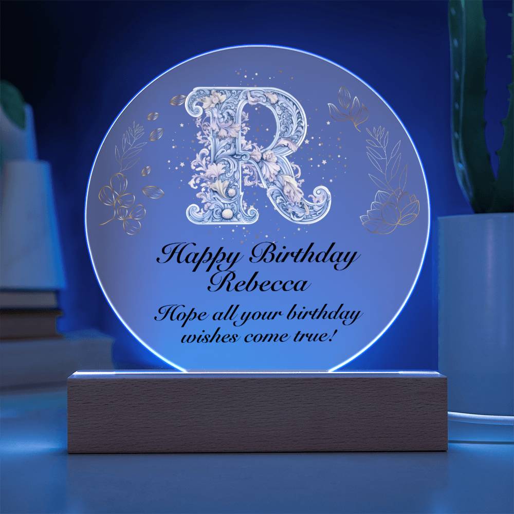 Happy Birthday Rebecca v01 - Circle Acrylic Plaque