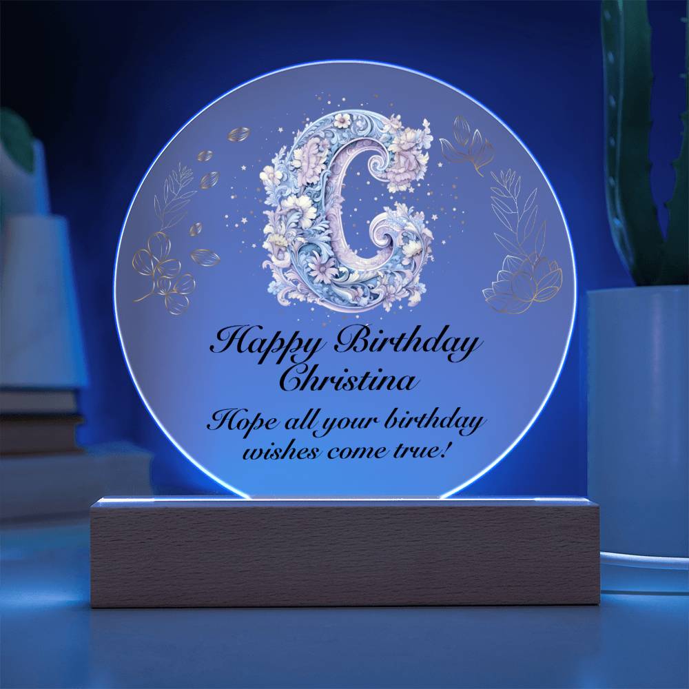 Happy Birthday Christina v01 - Circle Acrylic Plaque