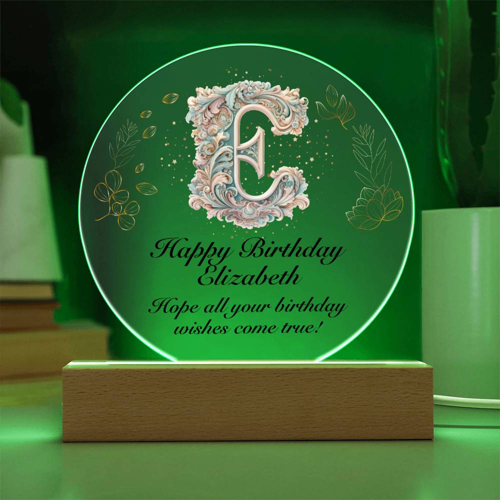 Happy Birthday Elizabeth v01 - Circle Acrylic Plaque