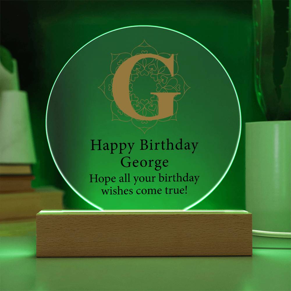 Happy Birthday George v01 - Circle Acrylic Plaque