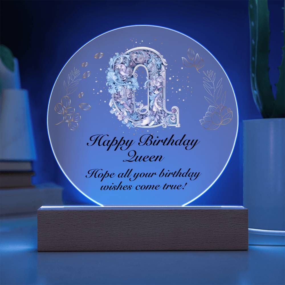 Happy Birthday Queen v01 - Circle Acrylic Plaque