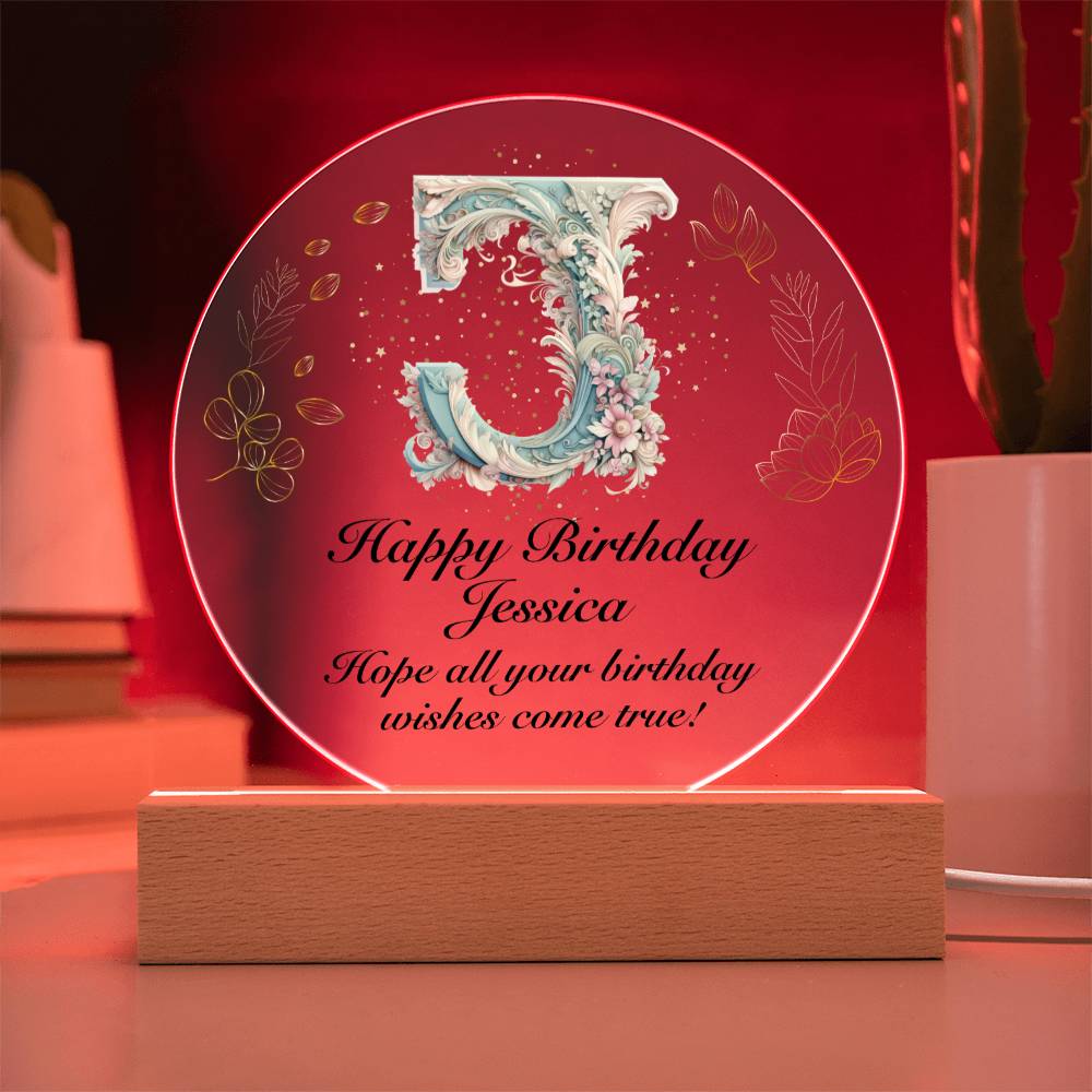 Happy Birthday Jessica v01 - Circle Acrylic Plaque
