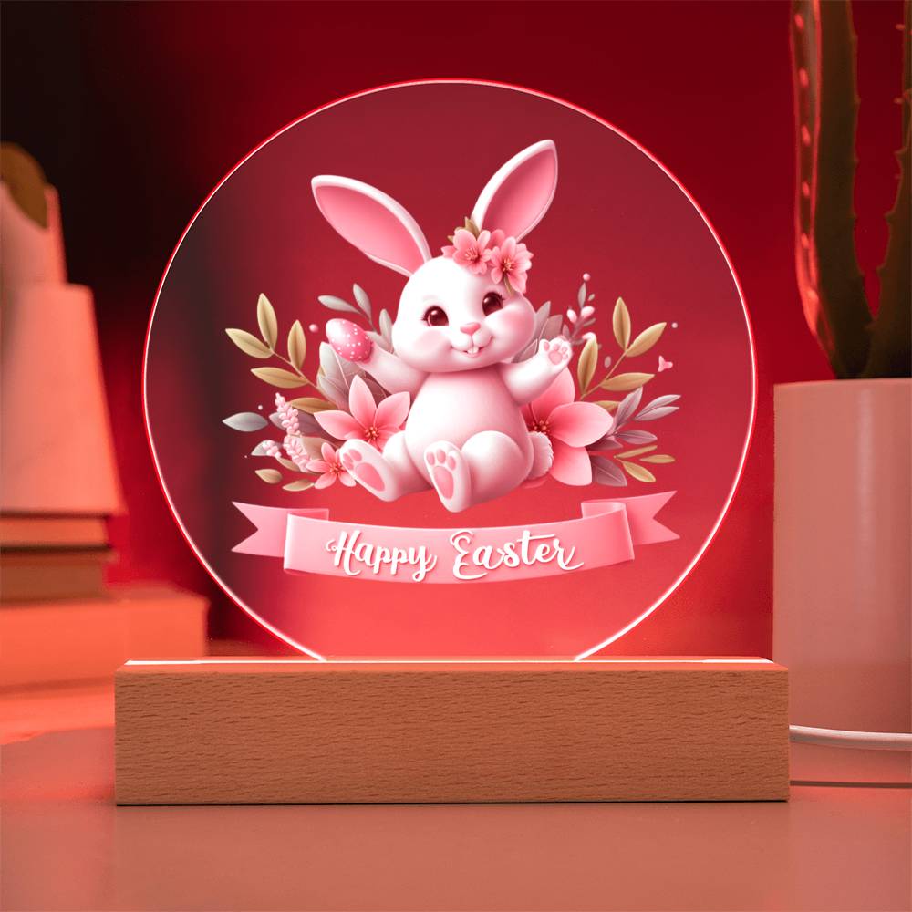 Happy Easter Bunny Sign 04 - Circle Acrylic Plaque