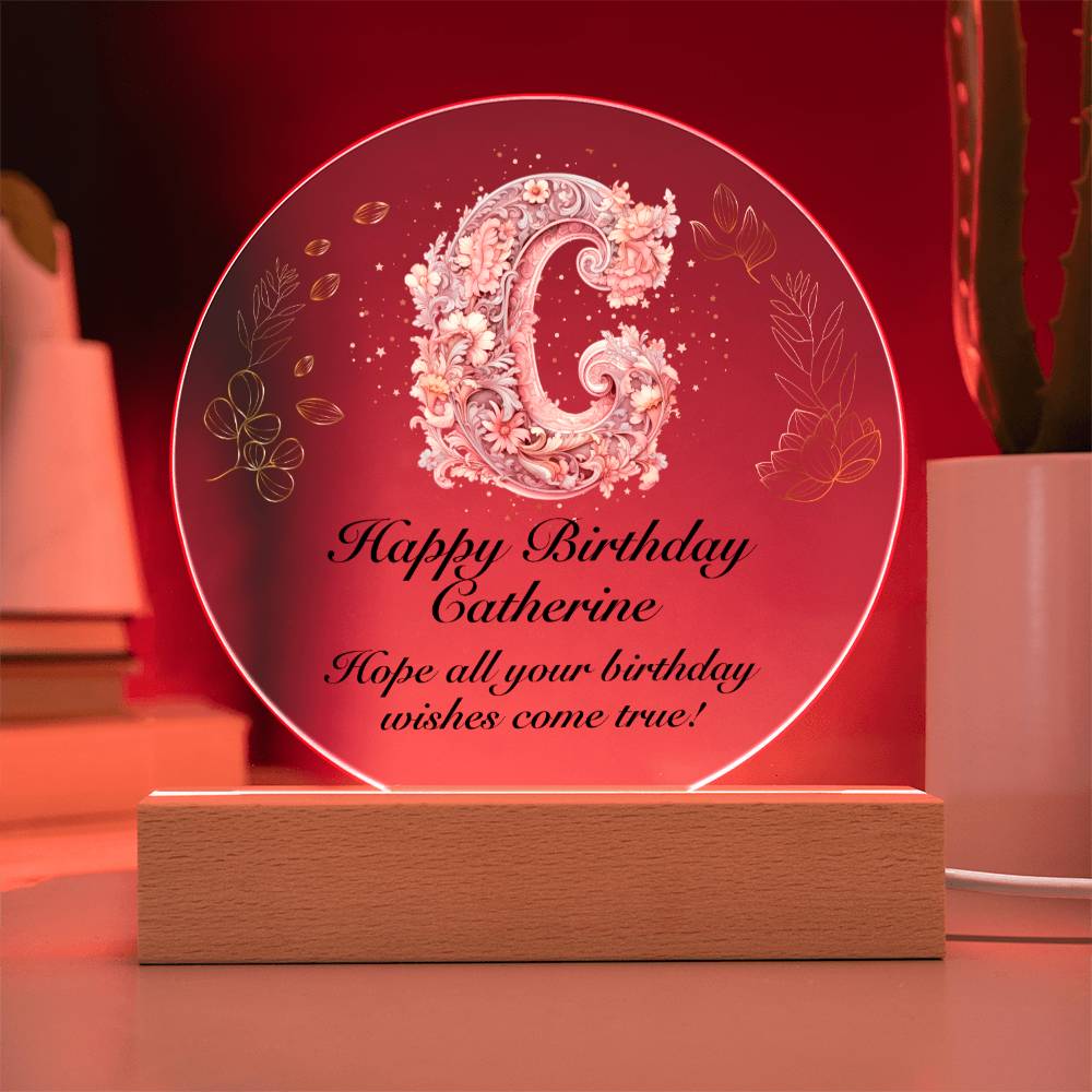 Happy Birthday Catherine v01 - Circle Acrylic Plaque