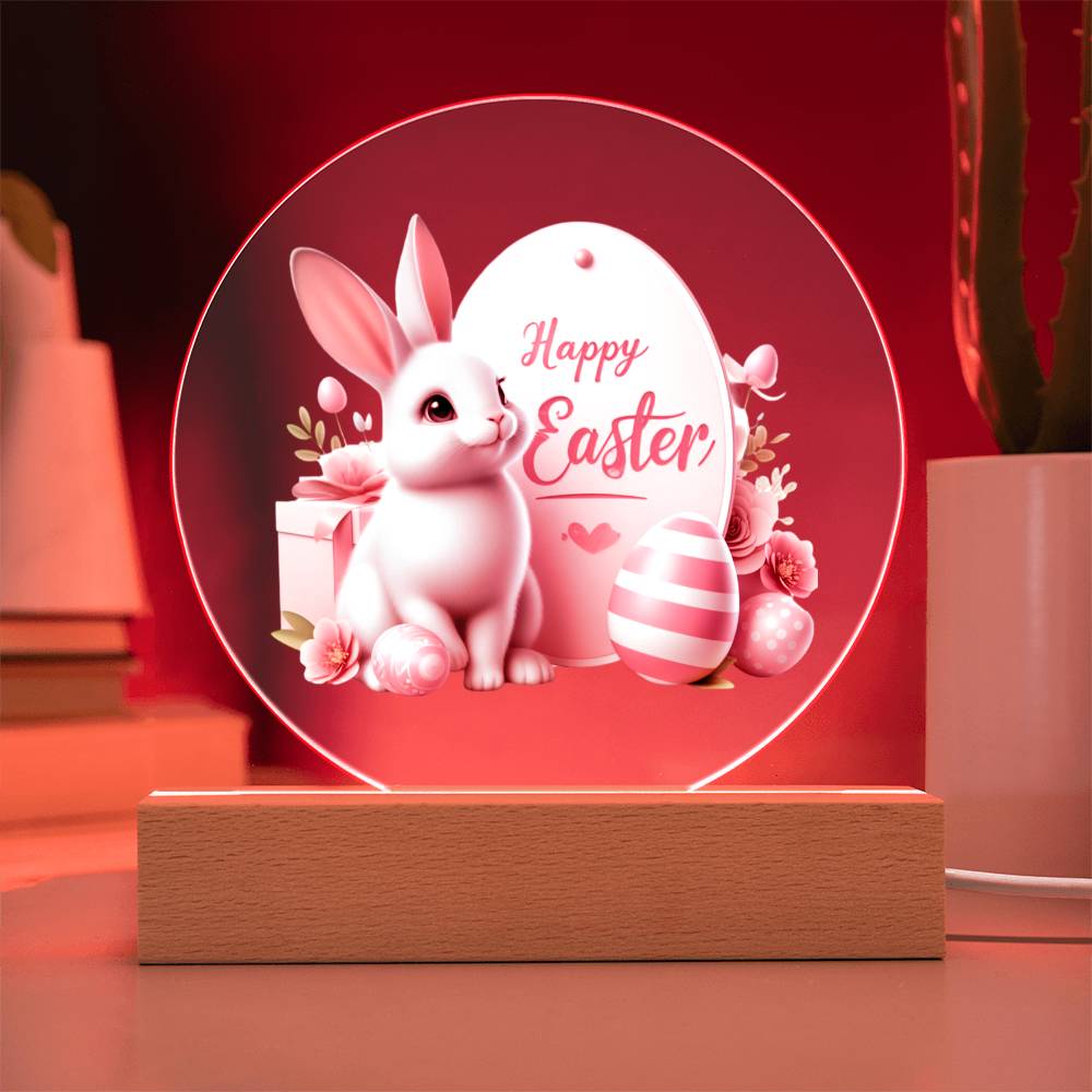 Happy Easter Bunny Sign 05 - Circle Acrylic Plaque