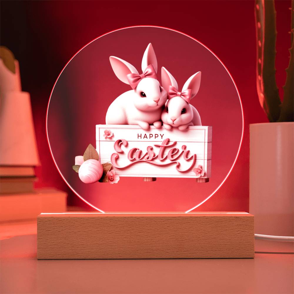 Happy Easter Bunny Sign 12 - Circle Acrylic Plaque
