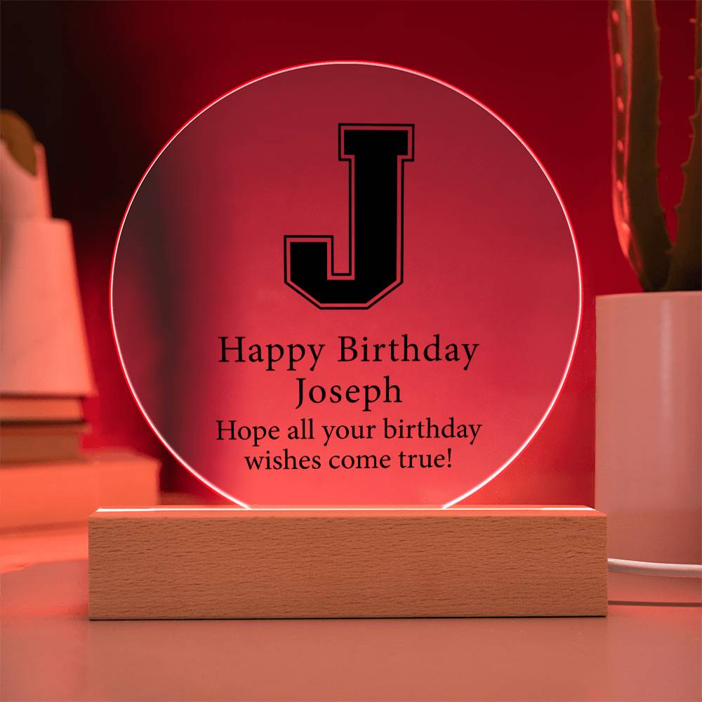 Happy Birthday Joseph v02 - Circle Acrylic Plaque